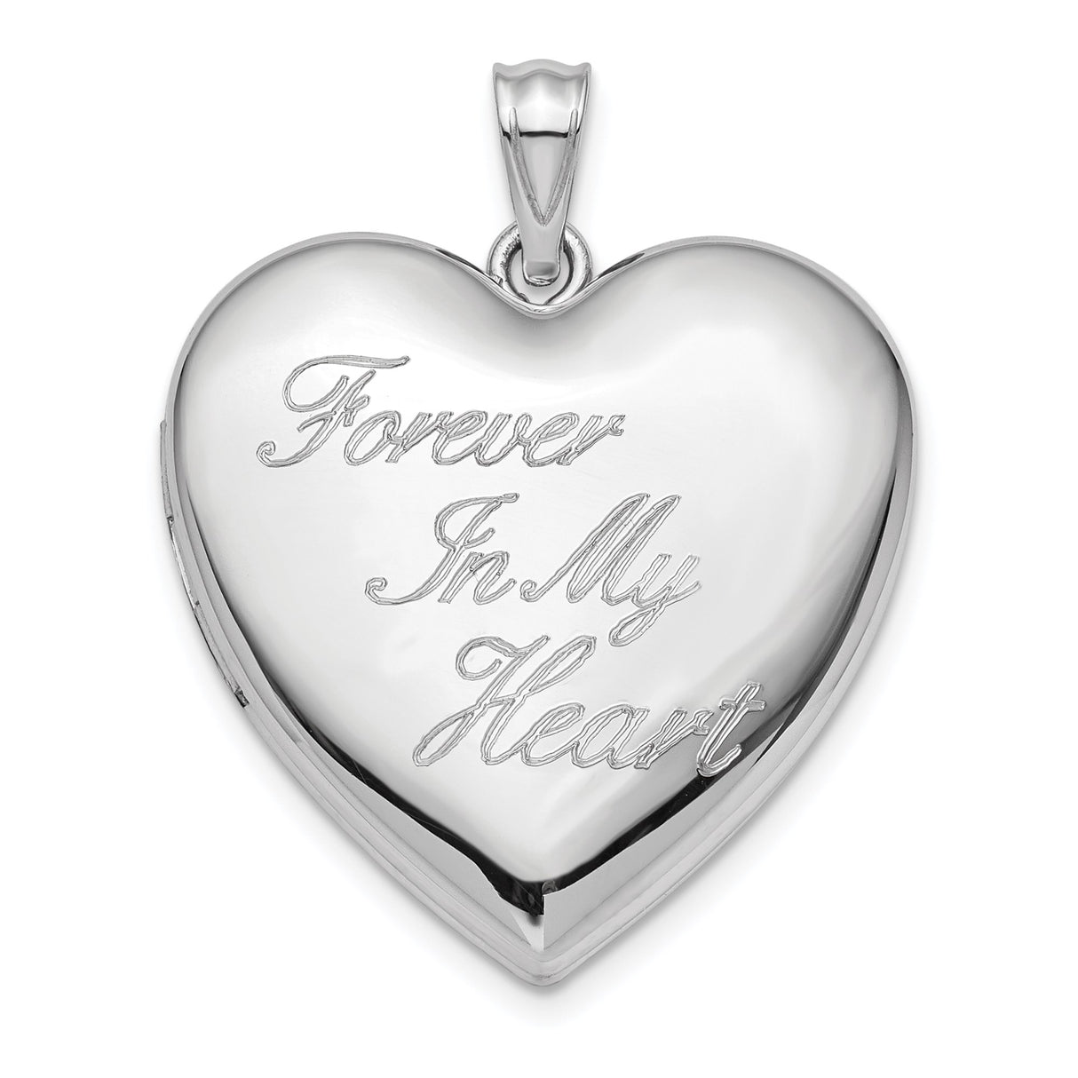 Sterling Silver Heart Locket Pendant with Forever in My Heart Message, Memorial Jewelry for Women