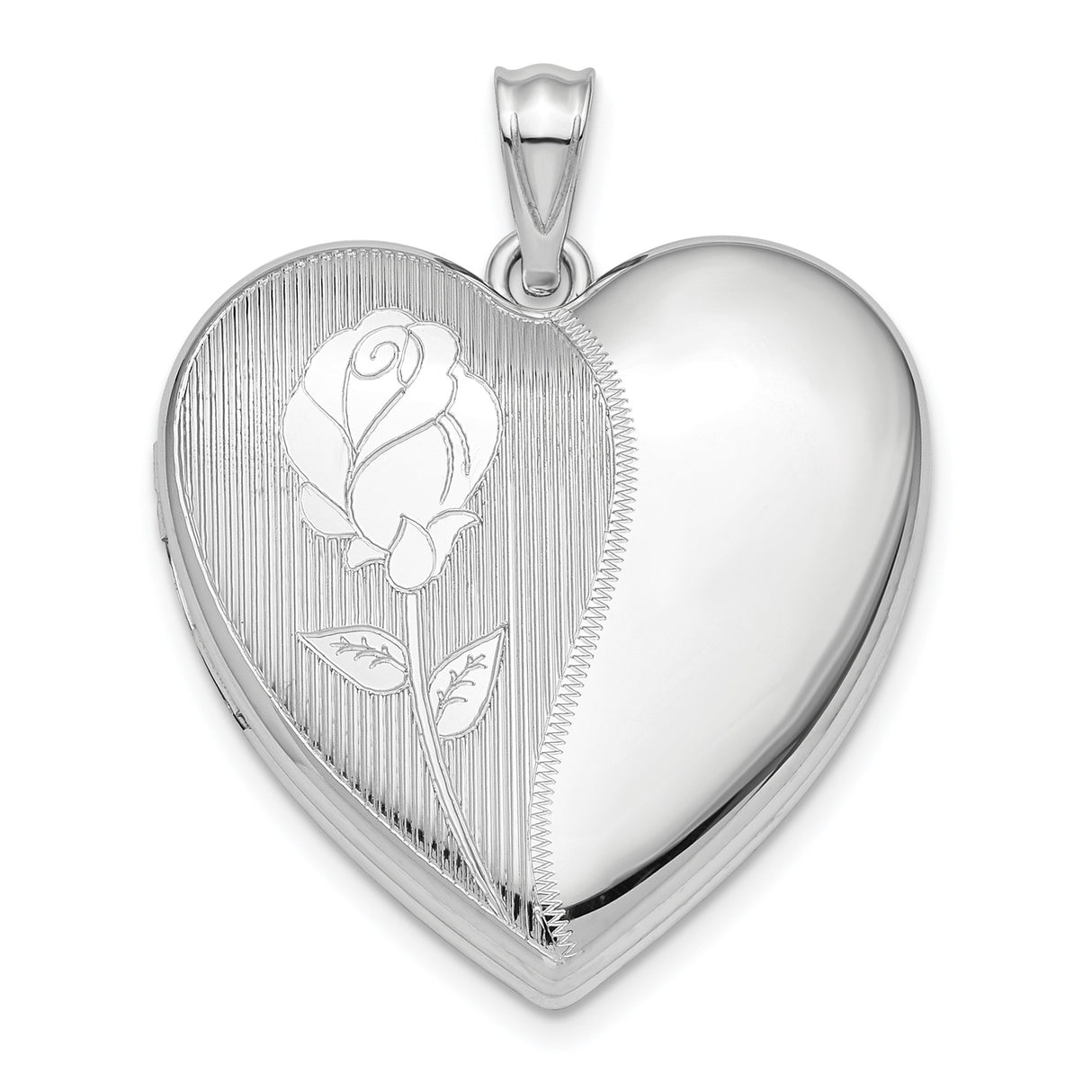 Sterling Silver Heart Shaped Locket Pendant with Floral Design and Memorial Photo Charm