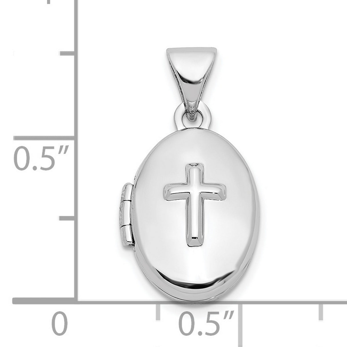 Sterling Silver Oval Locket Pendant with Christian Cross, Religious Keepsake Jewelry for Women
