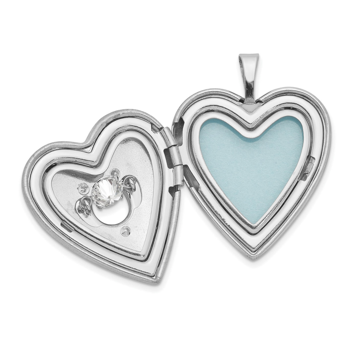 20mm Vibrant Swarovski Crystal Brushed Heart Locket Charm Pendant in Real 925 Sterling Silver
