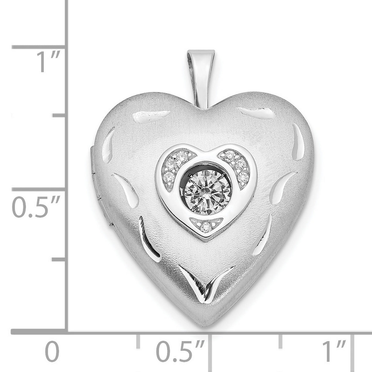 20mm Vibrant Swarovski Crystal Brushed Heart Locket Charm Pendant in Real 925 Sterling Silver
