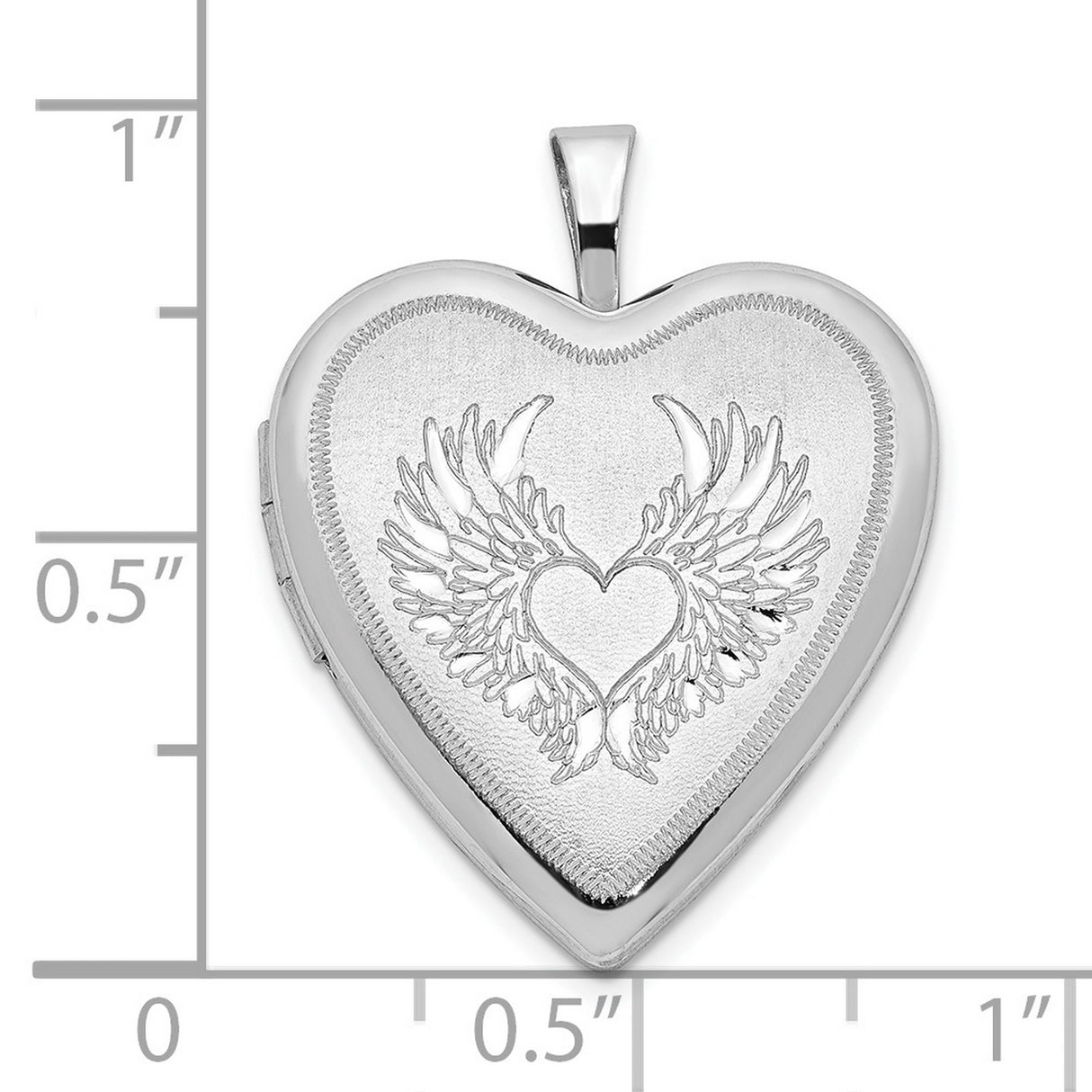 Sterling Silver Heart Locket Pendant with Angel Wings, Memorial Keepsake Jewelry