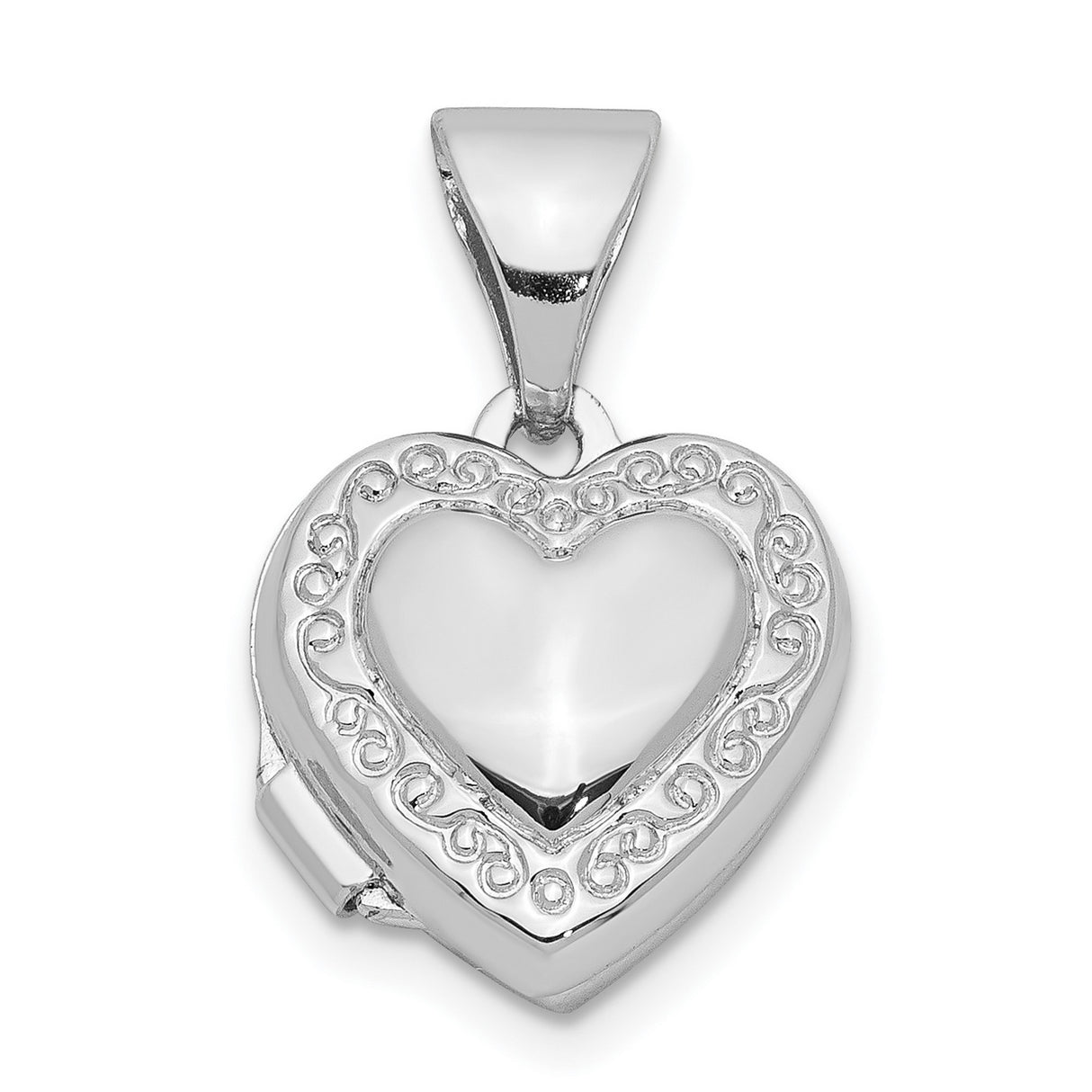 Sterling Silver Heart Locket Pendant with Scrollwork Design, Romantic Keepsake Jewelry for Women