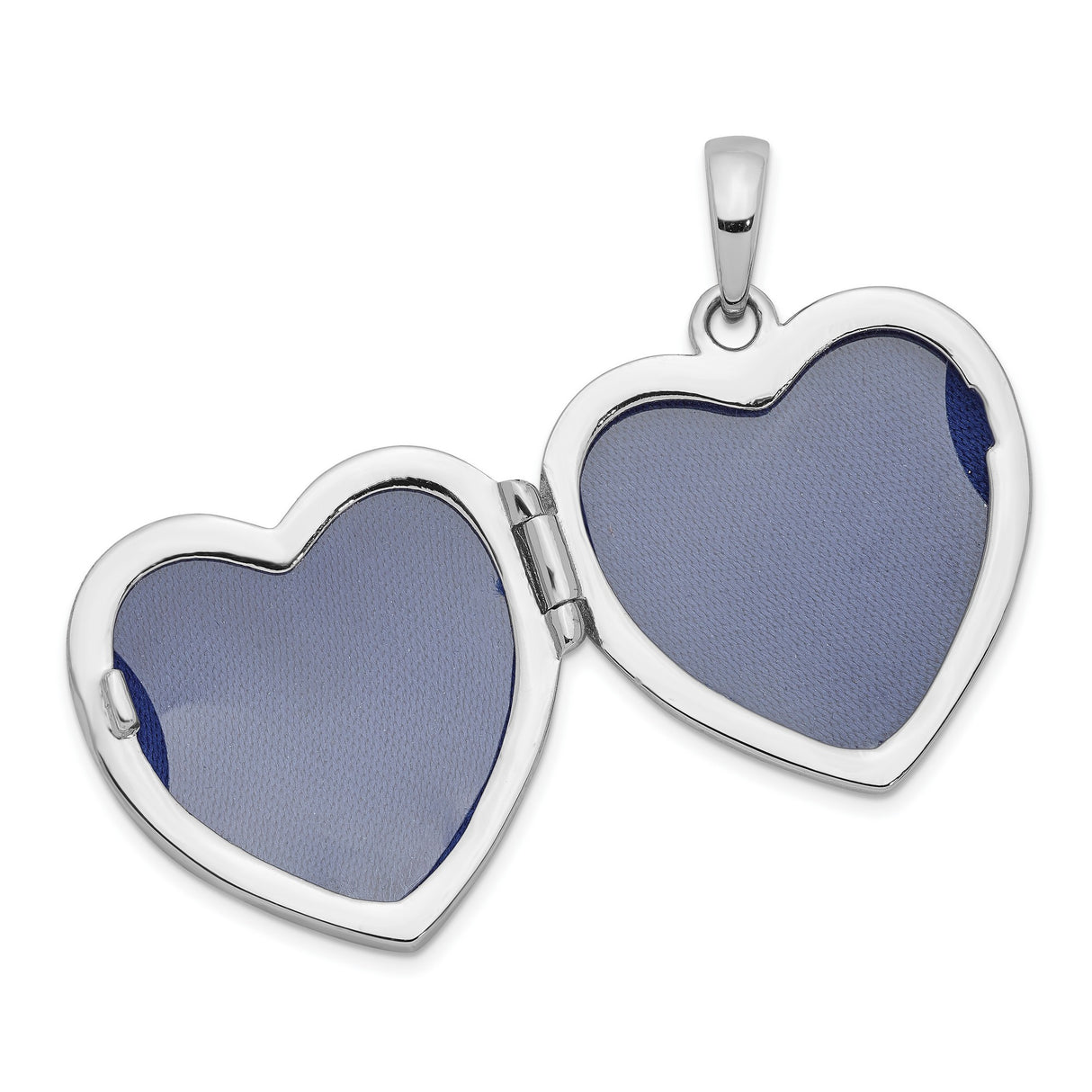 Sterling Silver Heart Locket Pendant with Cubic Zirconia Border and Polished Center