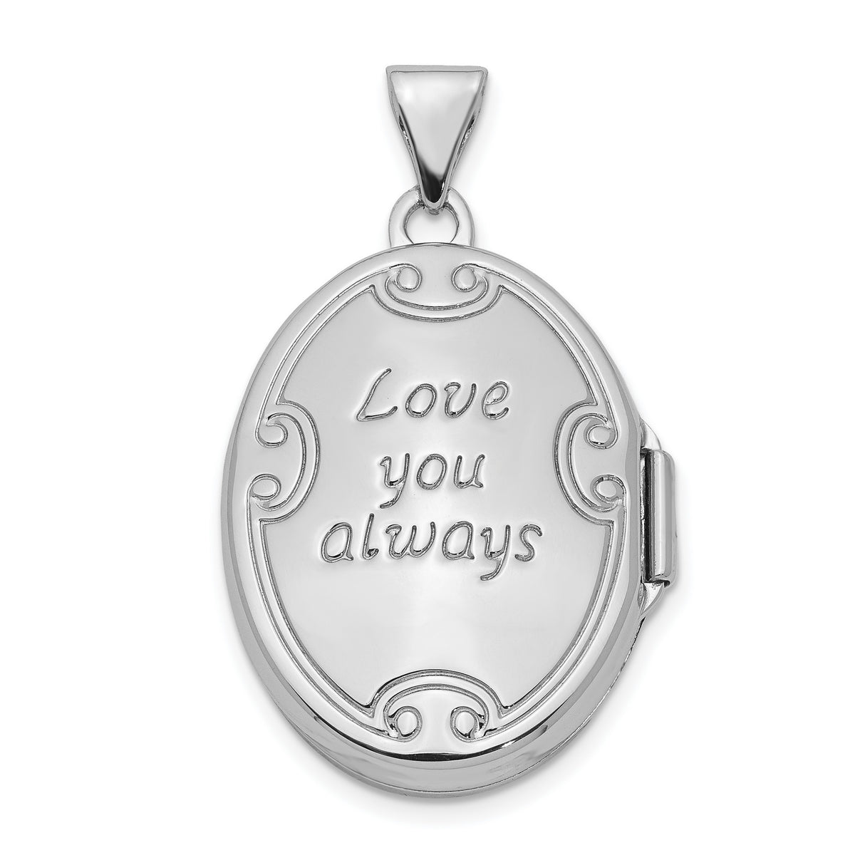 Sterling Silver Oval Locket Pendant with Scrollwork and Floral Filigree Design for Women