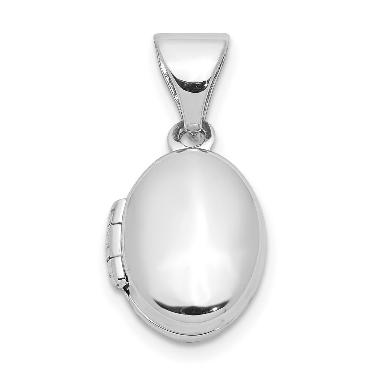 Sterling Silver Oval Locket Pendant, Smooth Polished Finish, Classic Keepsake Jewelry for Women
