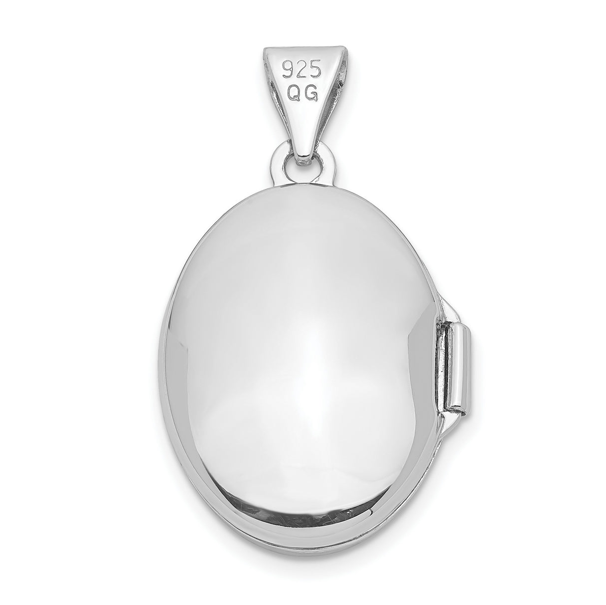 Sterling Silver Oval Locket Pendant with Smooth Polished Finish, Classic Memory Jewelry for Women