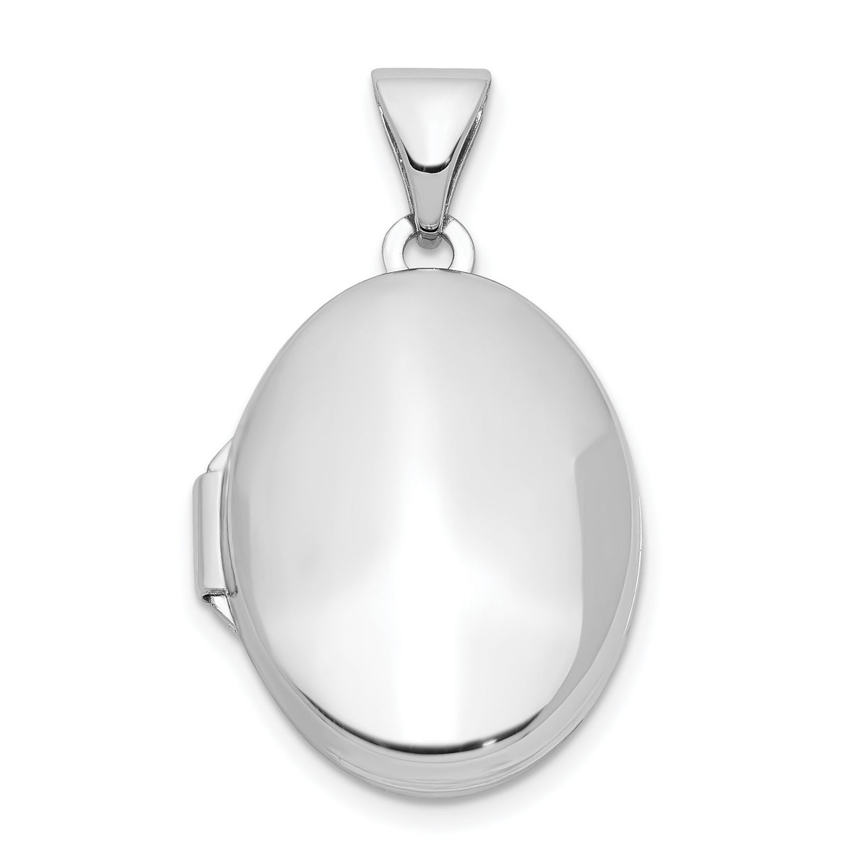 Sterling Silver Oval Locket Pendant with Smooth Polished Finish, Classic Memory Jewelry for Women