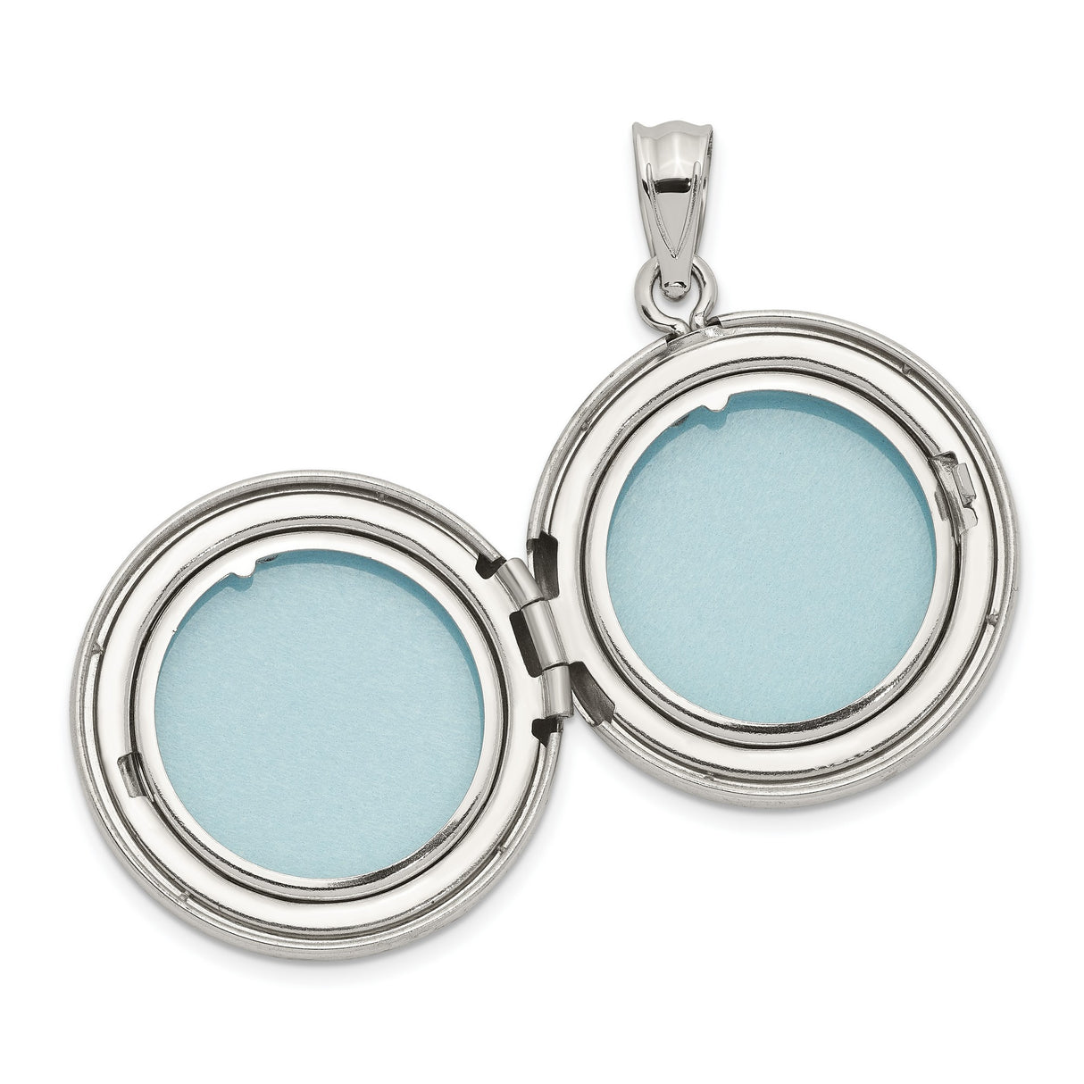 20mm Diamond Textured/Polished Footprints Round Locket Charm Pendant in Real 925 Sterling Silver