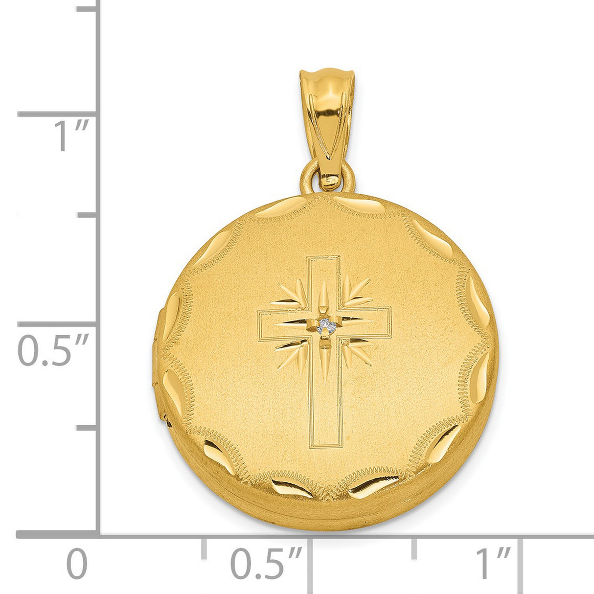 Gold Plated 20mm Satin Diamond Cross Locket Charm Pendant in Real 925 Sterling SIlver