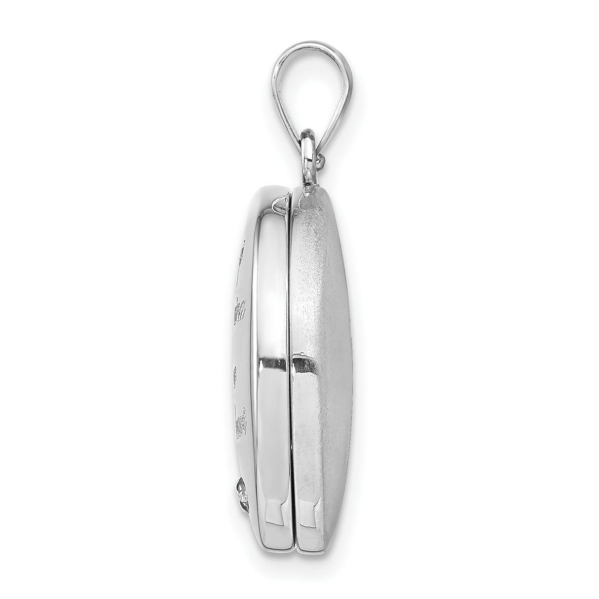 Sterling Silver Round Locket Pendant with Diamond, Starburst Design, Memorial Jewelry for Women