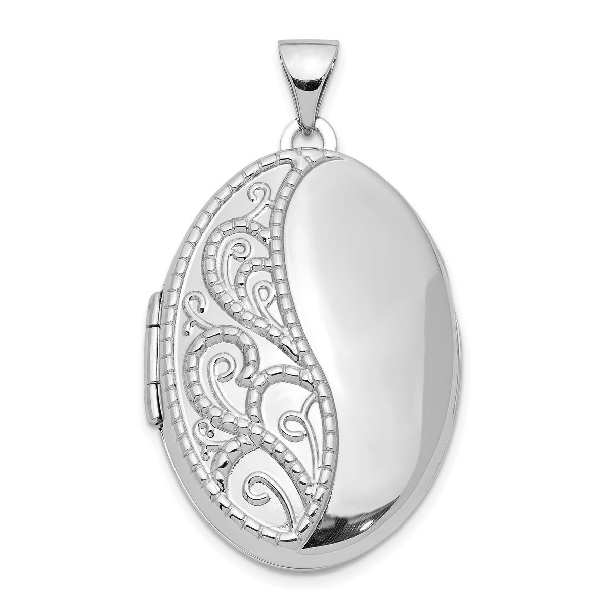 Sterling Silver Oval Locket Pendant with Openwork Filigree Swirl Design for Women