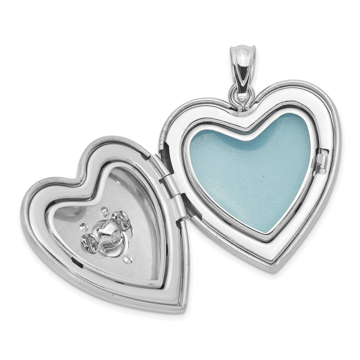 Sterling Silver Heart Locket Pendant with Cubic Zirconia and Diamond Accents