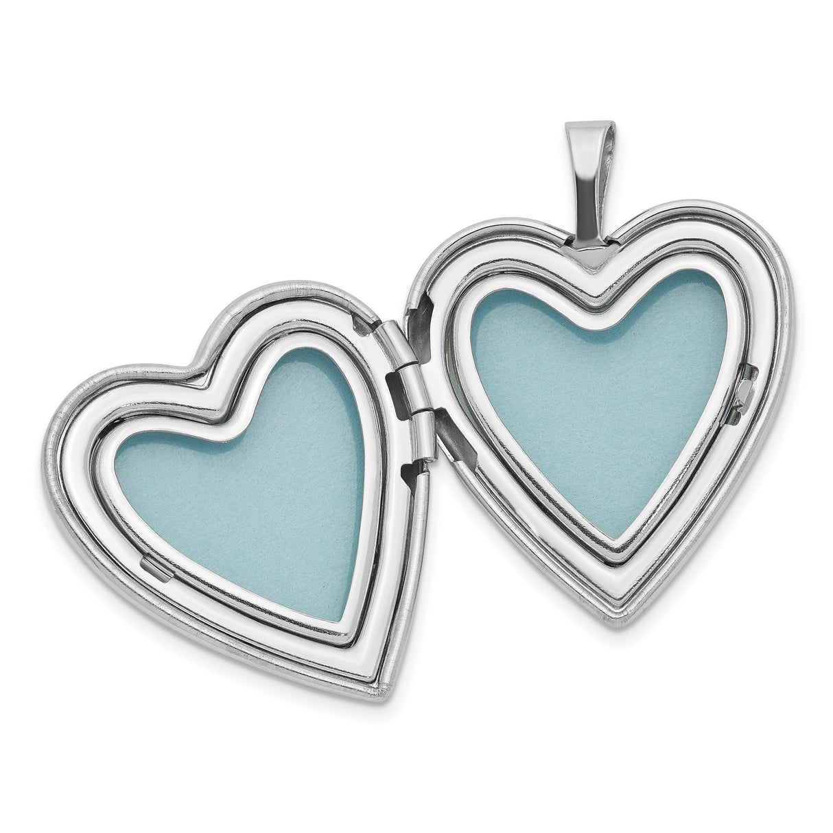 Sterling Silver Heart Locket Pendant with XO Engraving and Polished Striped Accents