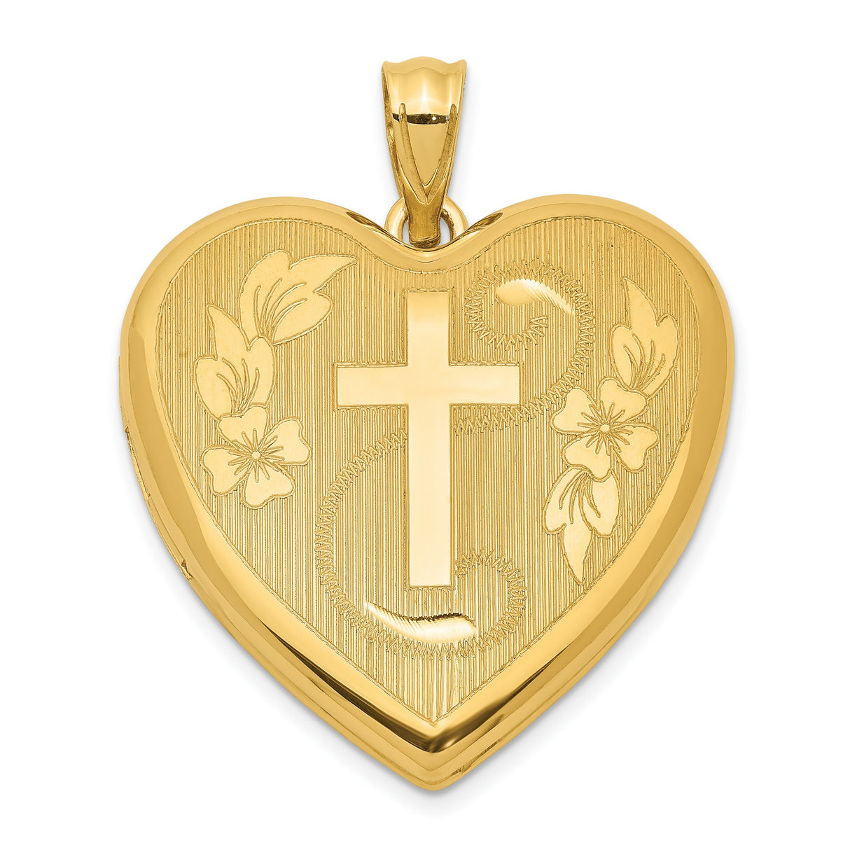 Gold Plated Floral Cross Ash Holder Heart Locket Charm Pendant in Real 925 Sterling SIlver