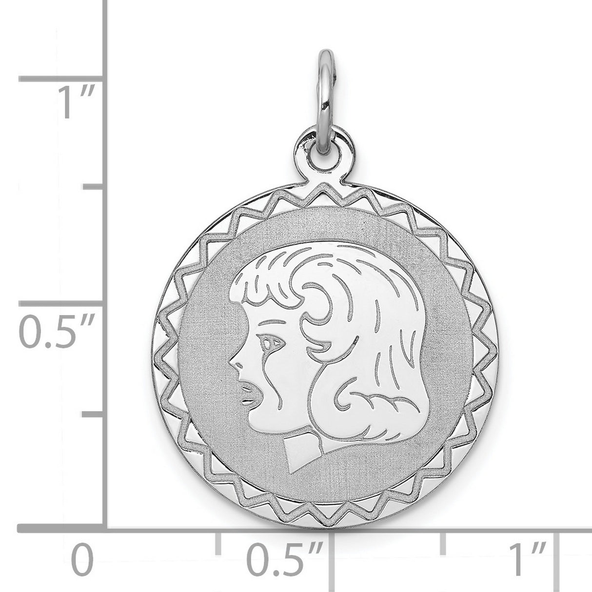 Engravable Girl Disc Charm Pendant in Real 925 Sterling Silver