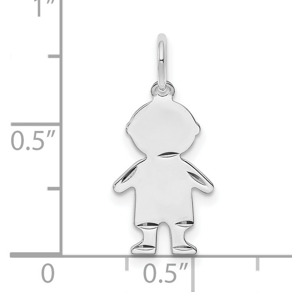 Diamond-Cut Engravable Boy Polished Front/Satin Back Disc Charm Pendant in Real 925 Sterling Silver