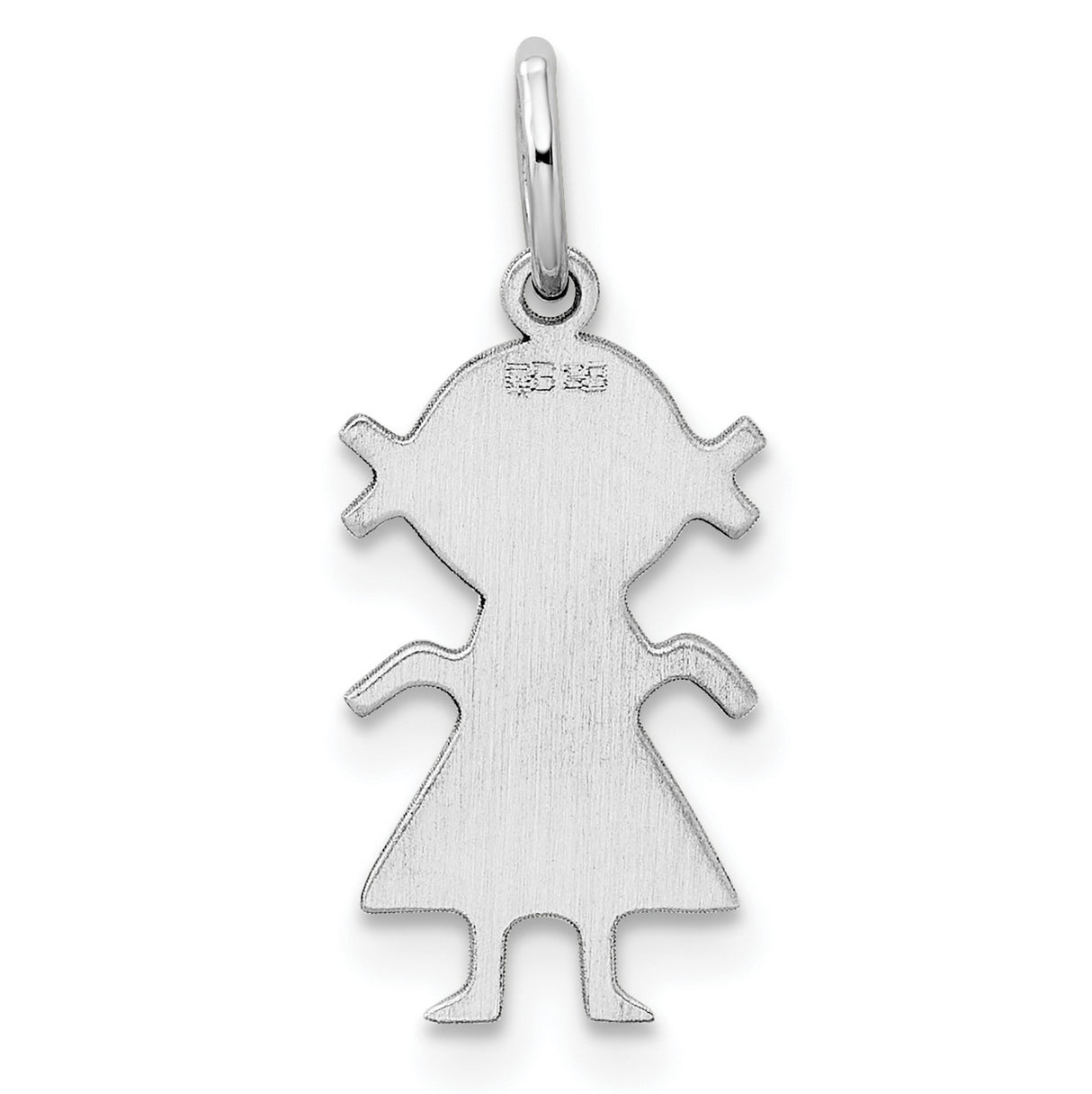 Diamond-Cut Engravable Girl Polished Front/Satin Back Disc Charm Pendant in Real 925 Sterling Silver