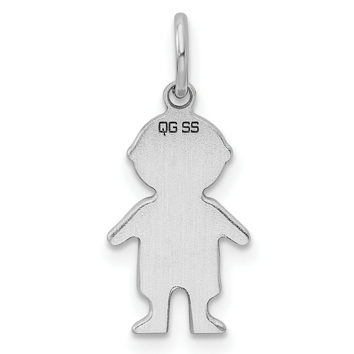 Engravable Boy Polished Front/Satin Back Disc Charm Pendant in Real 925 Sterling Silver