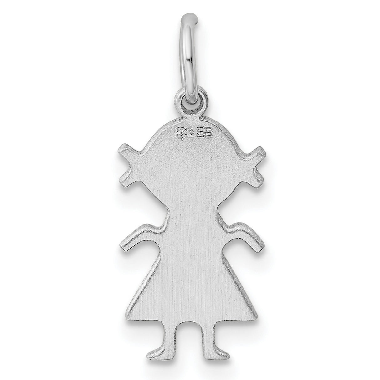 Engravable Girl Polished Front/Back Disc Charm Pendant in Real 925 Sterling Silver