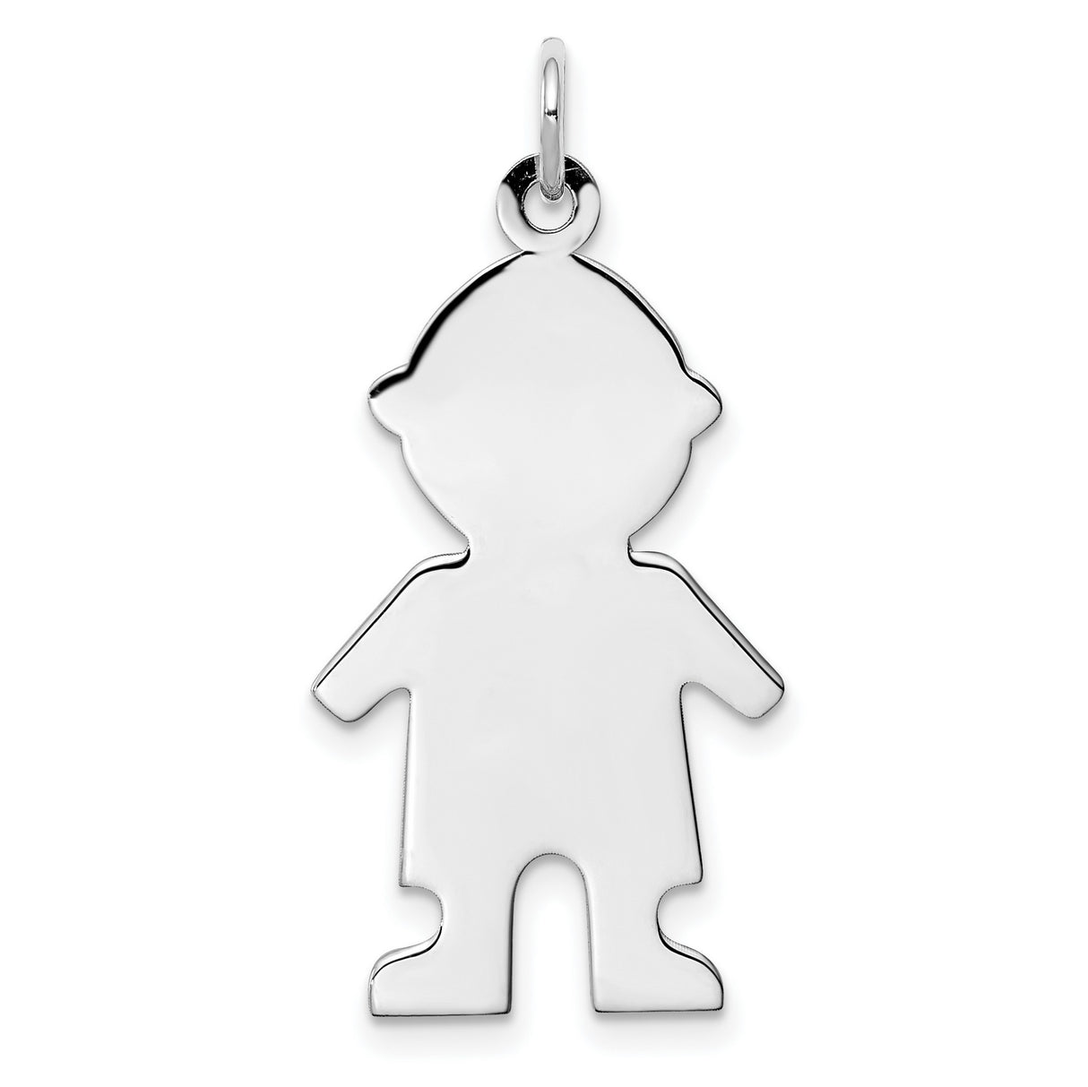 Engravable Boy Polished Front/Satin Back Disc Charm Pendant in Real 925 Sterling Silver