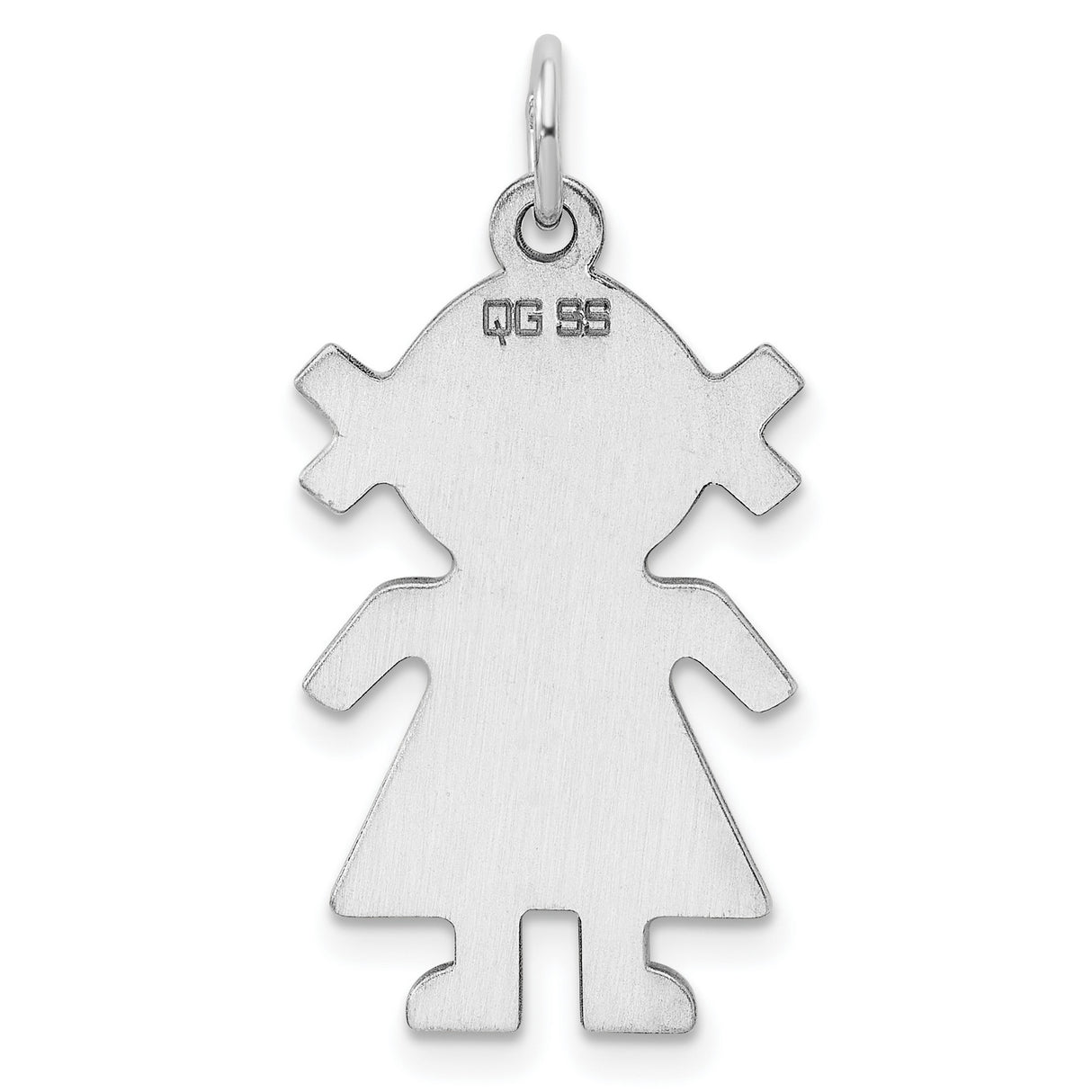 Engravable Girl Polished Front/Back Disc Charm Pendant in Real 925 Sterling Silver