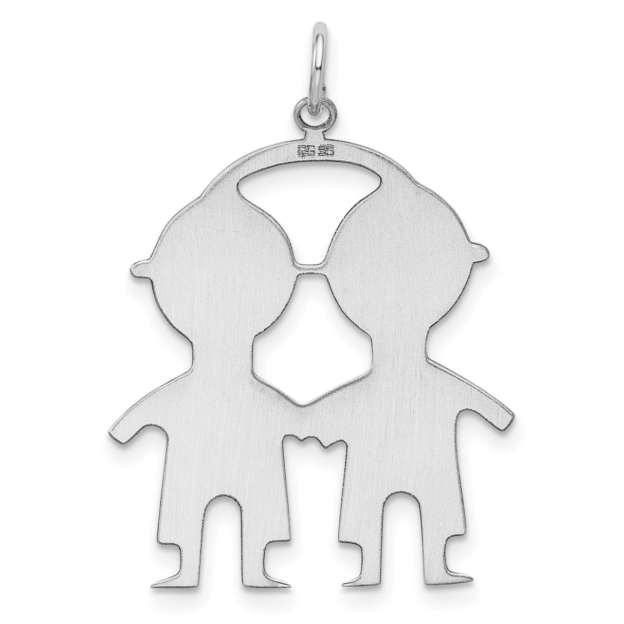 Engravable Boy/Boy Polished Front/Satin Back Disc Charm Pendant in Real 925 Sterling Silver