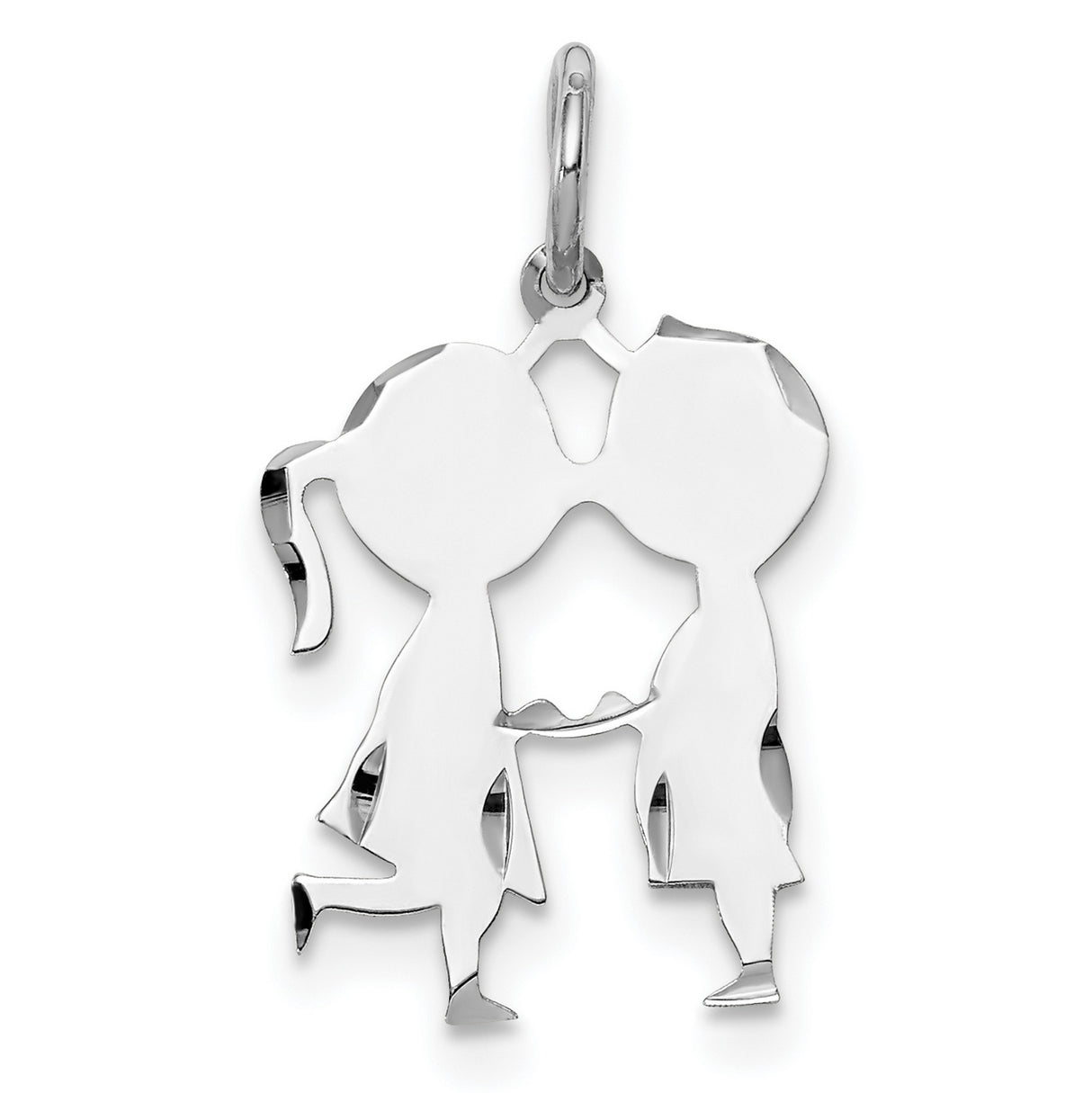 Engravable Boy/Girl Polished Front/Satin Back Disc Charm Pendant in Real 925 Sterling Silver