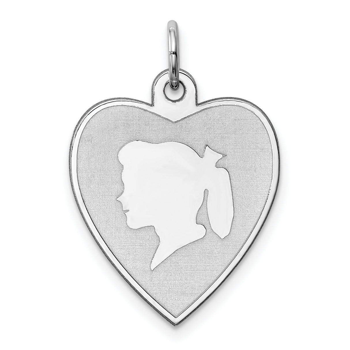 Engravable Girl Disc Charm Pendant in Real 925 Sterling Silver