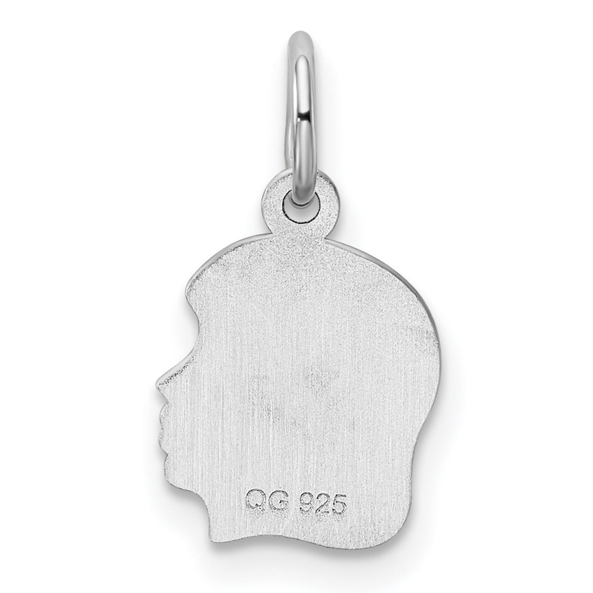 Engravable Girl Polished Front/Satin Back Disc Charm Pendant in Real 925 Sterling Silver
