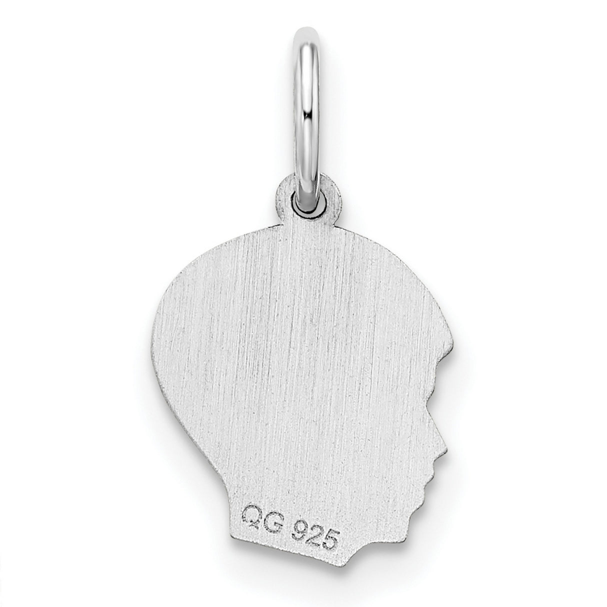 Engravable Boy Polished Front/Satin Back Disc Charm Pendant in Real 925 Sterling Silver