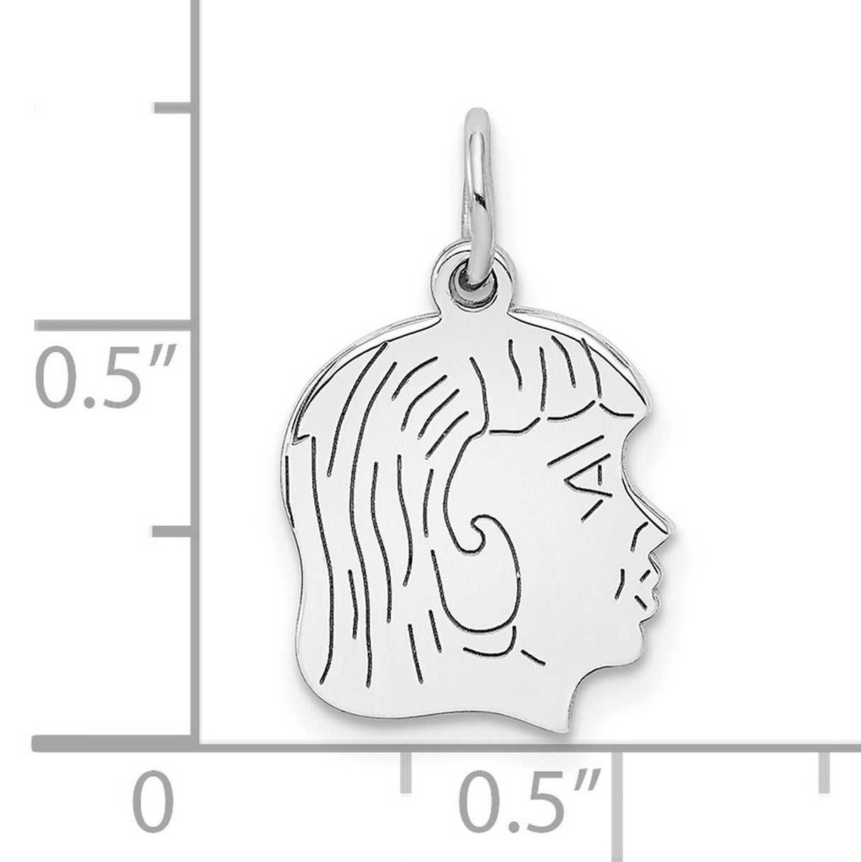 Engravable Girl Polished Front/Satin Back Disc Charm Pendant in Real 925 Sterling Silver