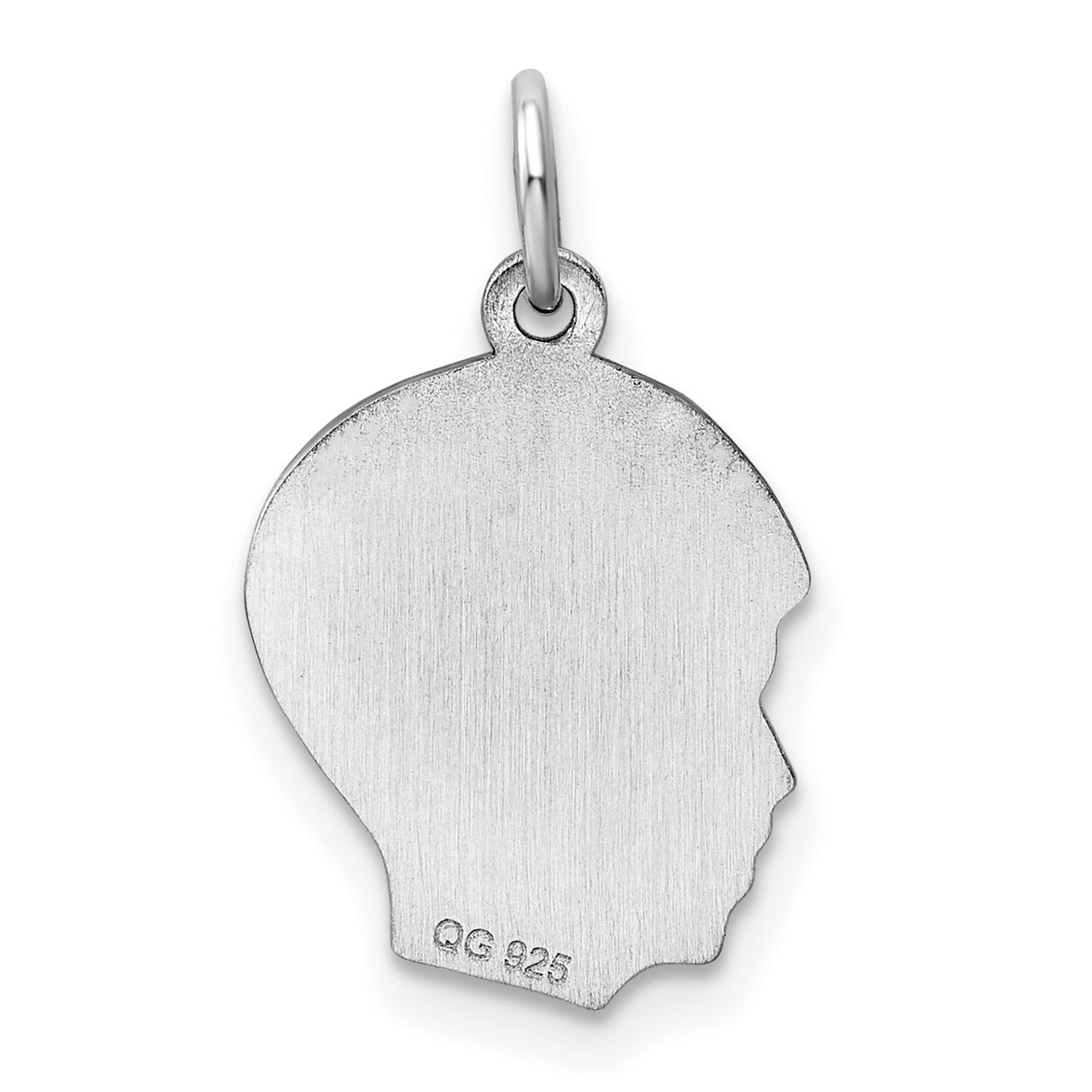 Engravable Boy Polished Front/Satin Back Disc Charm Pendant in Real 925 Sterling Silver