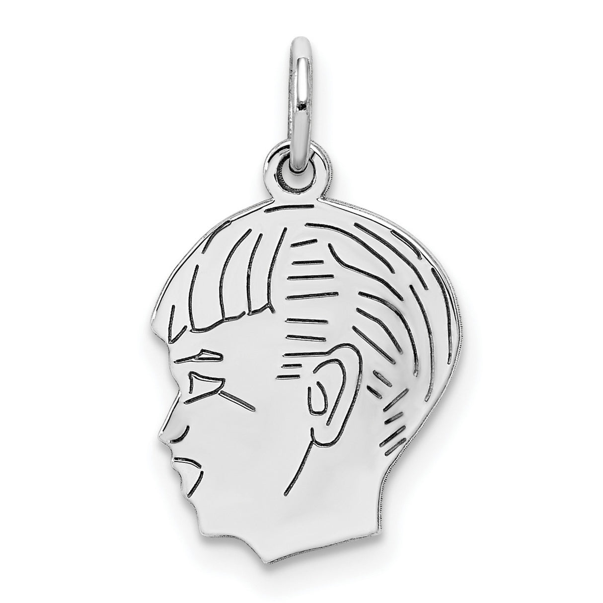 Engravable Boy Polished Front/Satin Back Disc Charm Pendant in Real 925 Sterling Silver