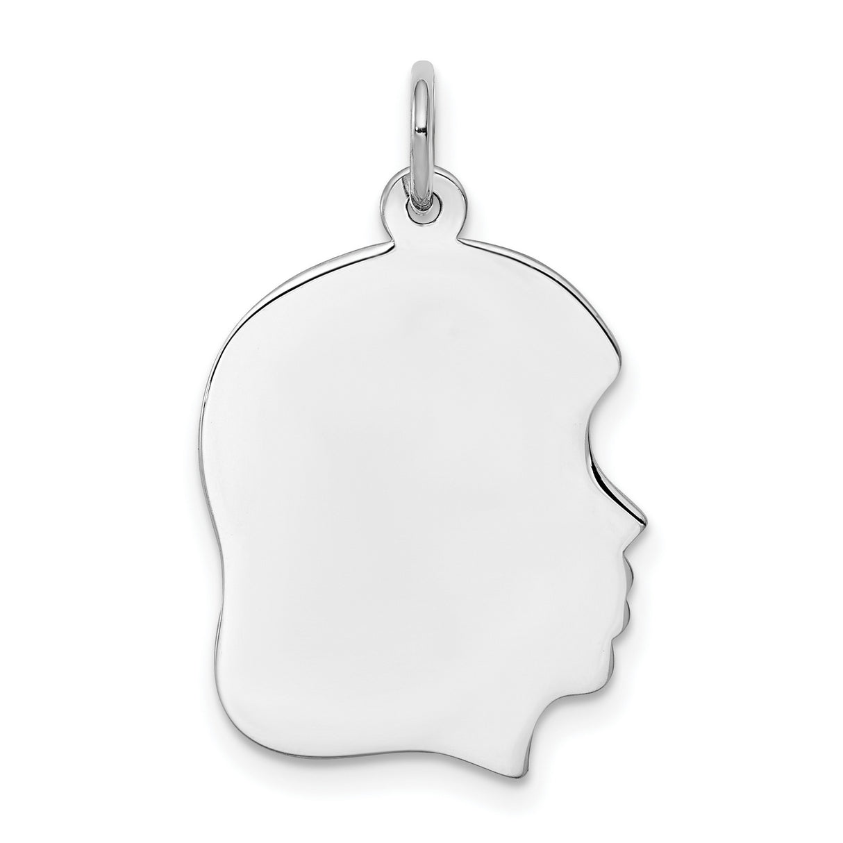 Engravable Girl Polish Front/Satin Back Disc Charm Pendant in Real 925 Sterling Silver