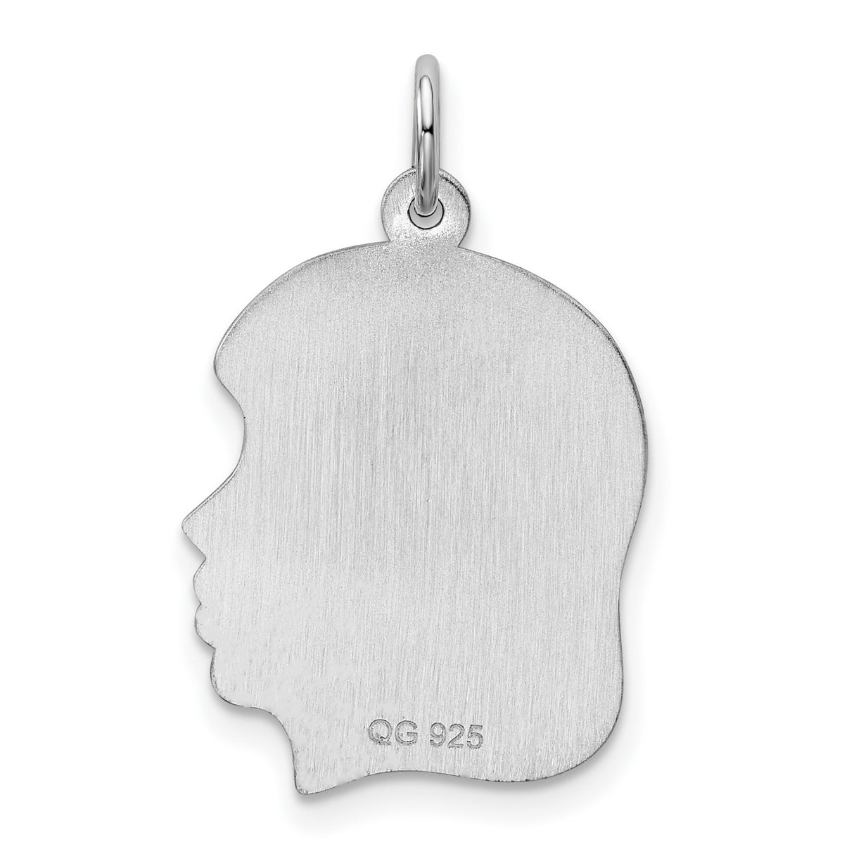 Engravable Girl Polished Front/Satin Back Disc Charm Pendant in Real 925 Sterling Silver