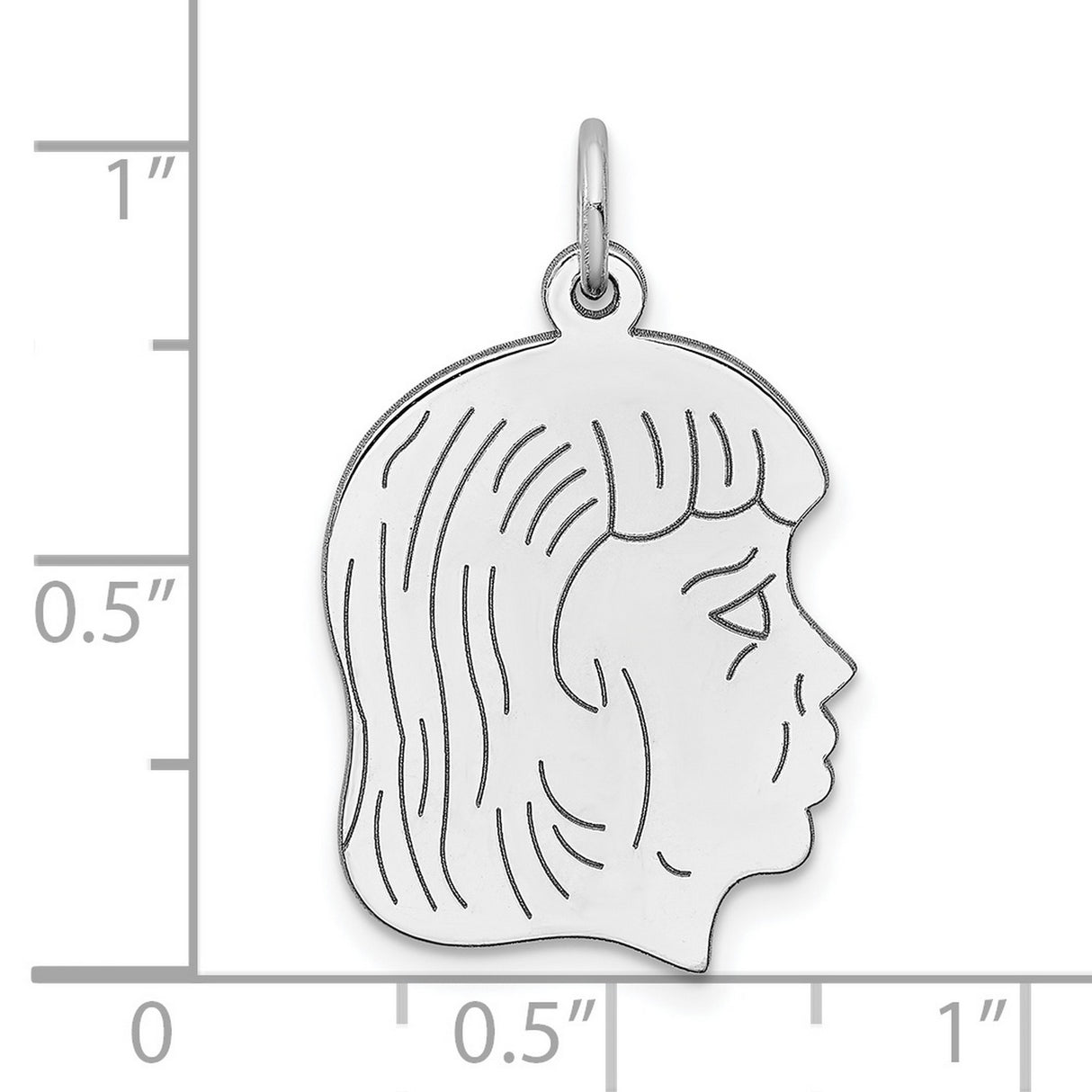 Engravable Girl Polished Front/Satin Back Disc Charm Pendant in Real 925 Sterling Silver