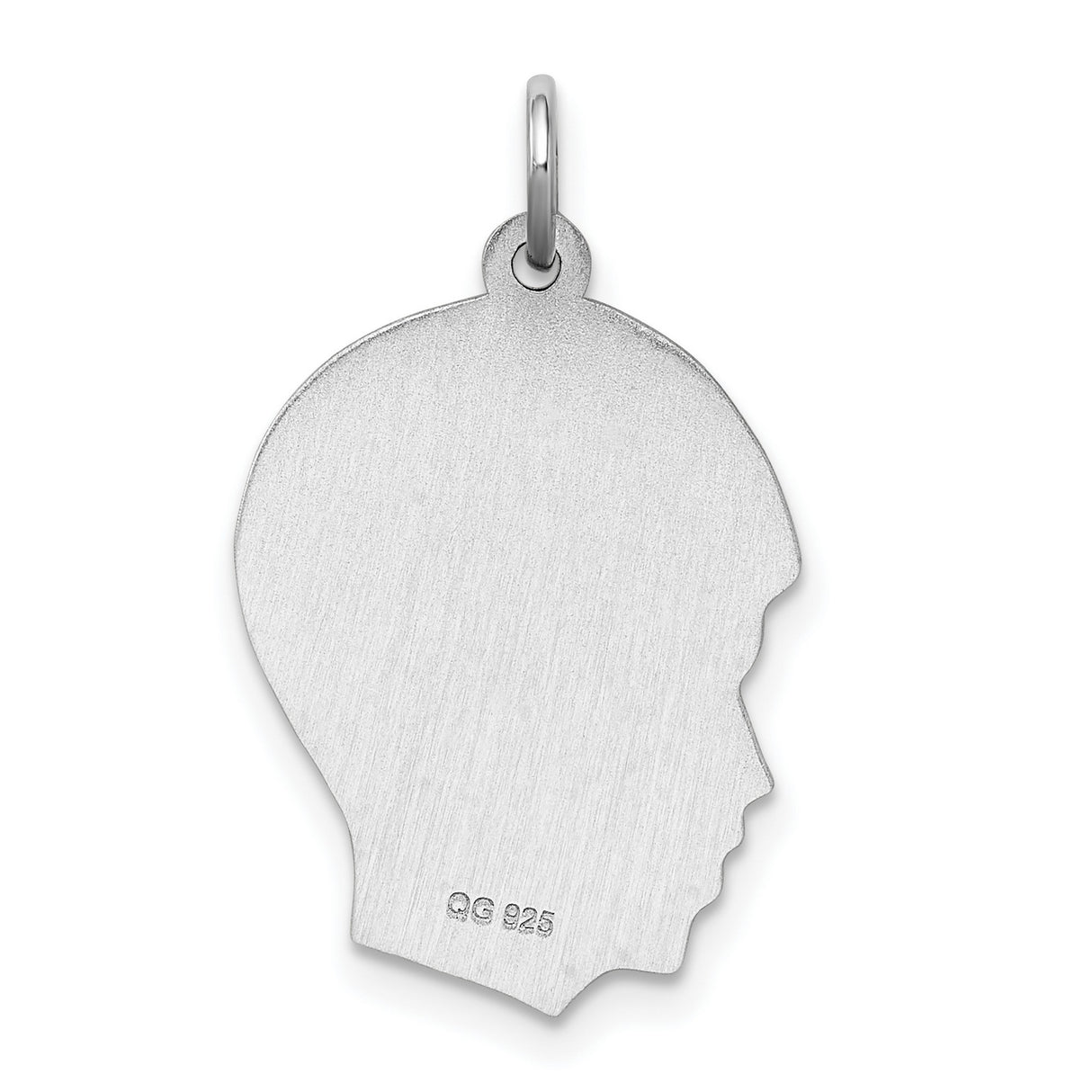 Engravable Boy Polished Front/Satin Back Disc Charm Pendant in Real 925 Sterling Silver