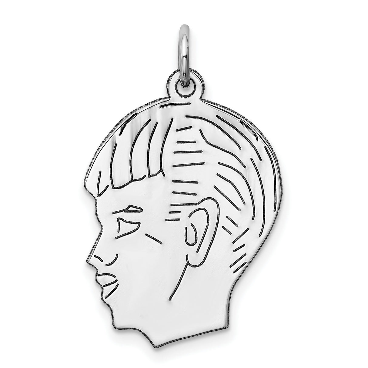 Engravable Boy Polished Front/Satin Back Disc Charm Pendant in Real 925 Sterling Silver