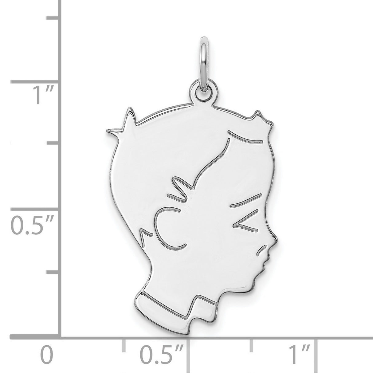 Engravable Boy Polished Front/Satin Back Disc Charm Pendant in Real 925 Sterling Silver