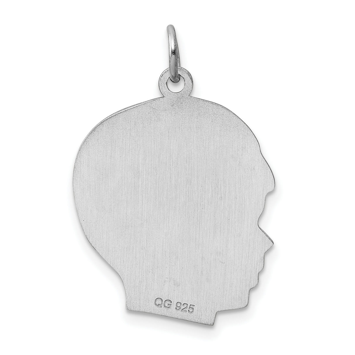 Engravable Boy Polished Front/Satin Back Disc Charm Pendant in Real 925 Sterling Silver