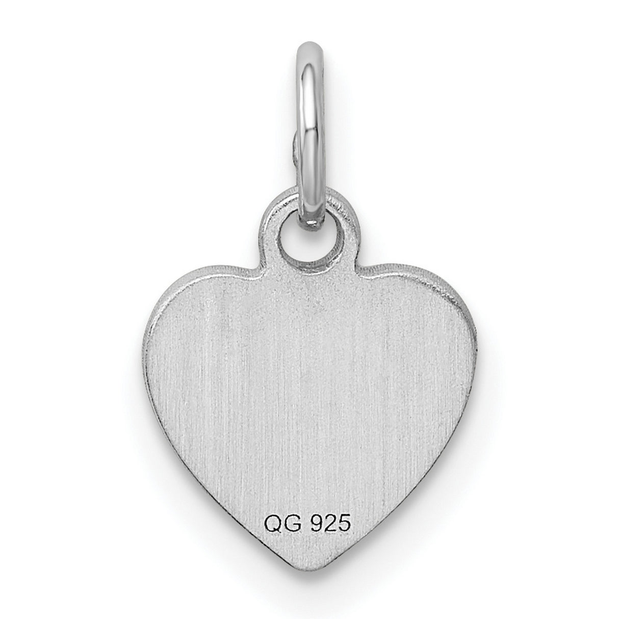 Engravable Heart Polished Front/Satin Back Disc Charm Pendant in Real 925 Sterling Silver