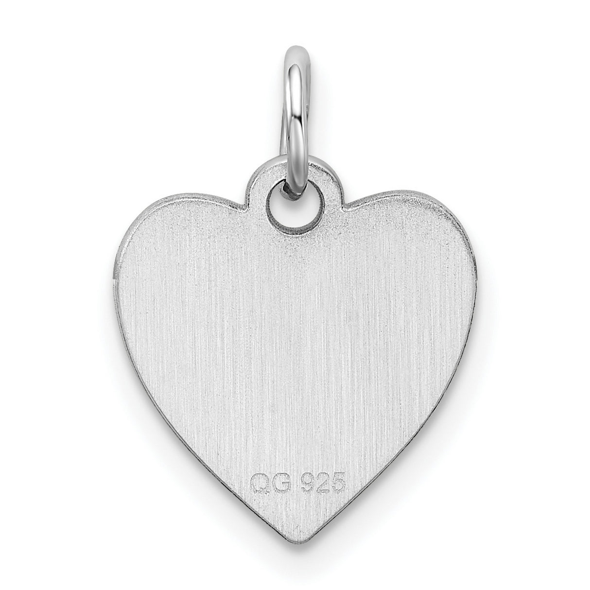 Engravable Heart Polish Front/Satin Back Disc Charm Pendant in Real 925 Sterling Silver