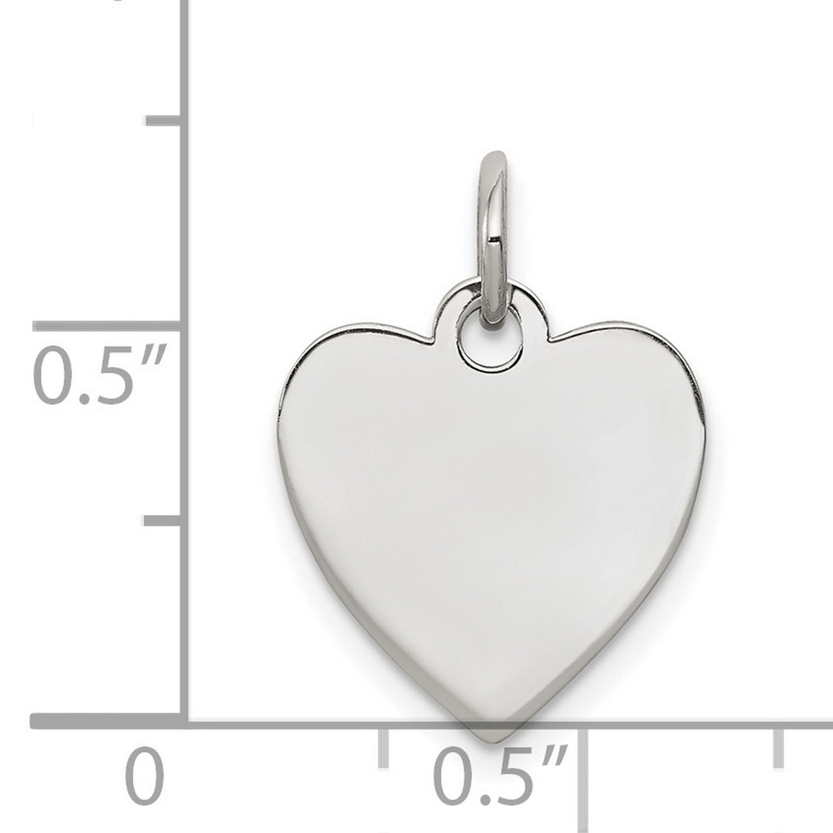 Engravable Heart Polish Front/Satin Back Disc Charm Pendant in Real 925 Sterling Silver