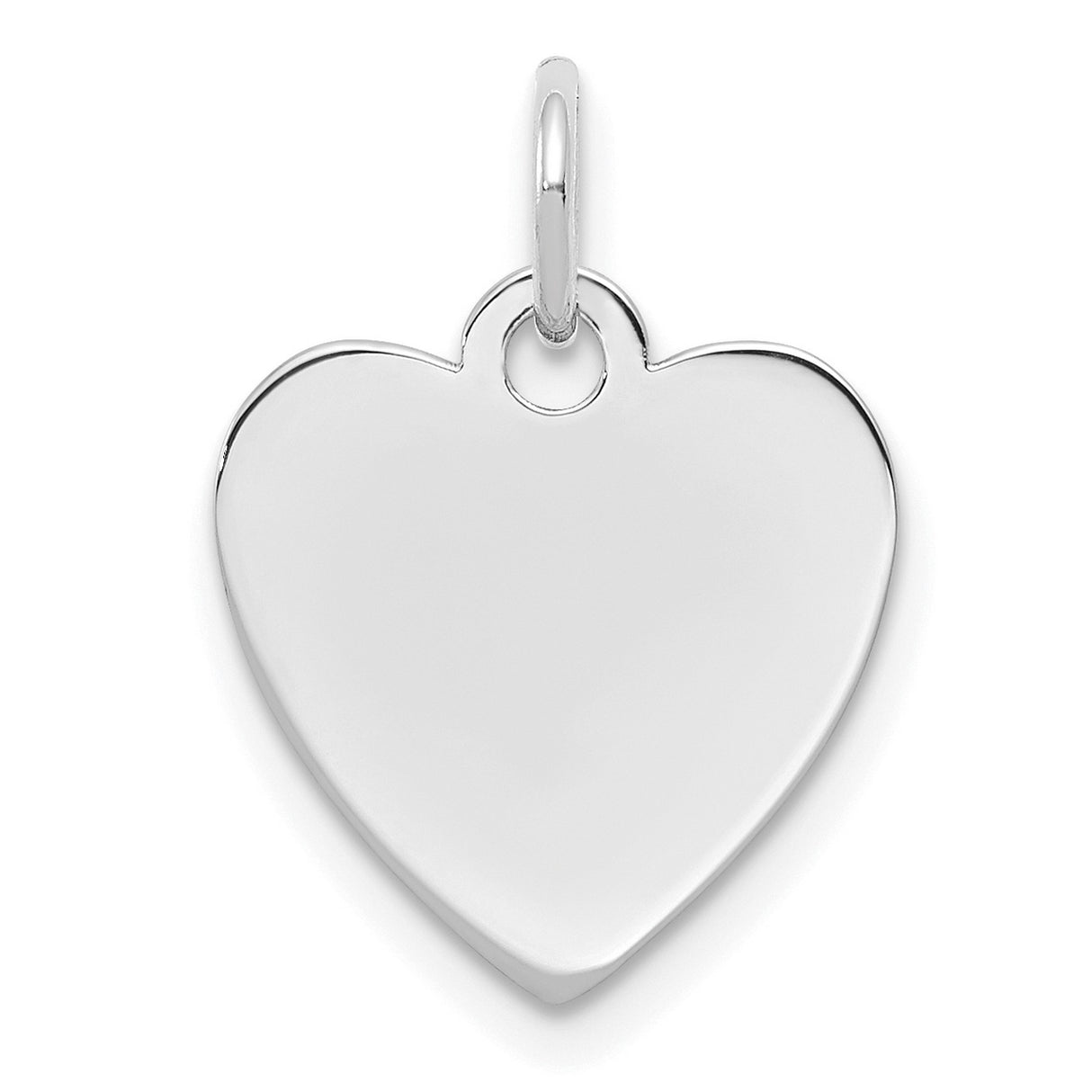Engravable Heart Polished Front/Satin Back Disc Charm Pendant in Real 925 Sterling Silver