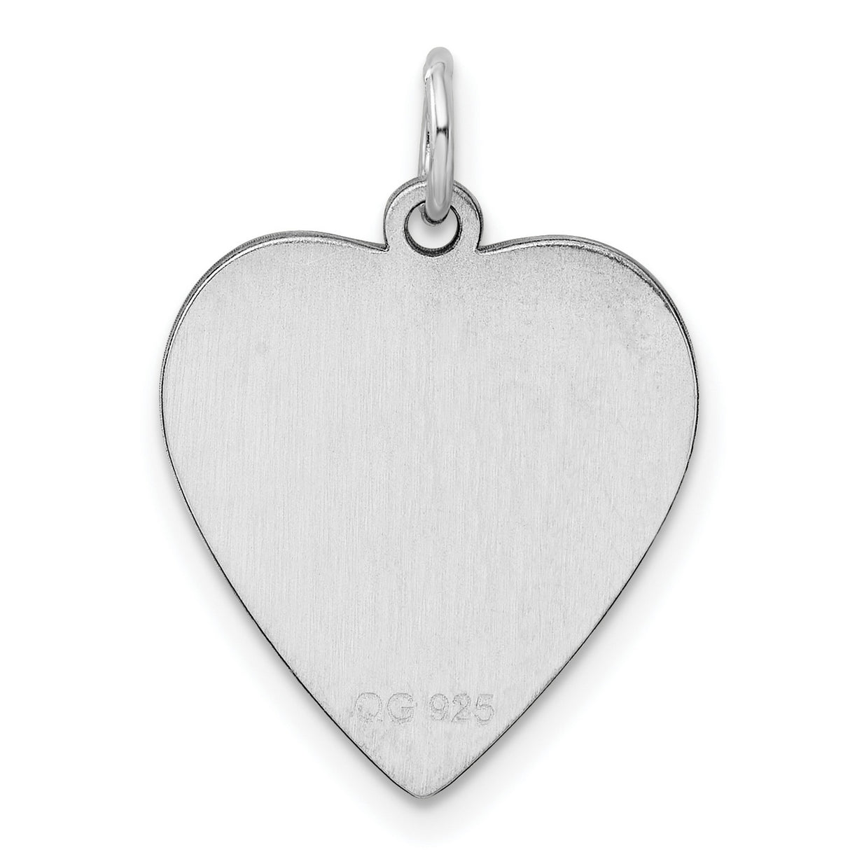 Engravable Heart Polish Front/Satin Back Disc Charm Pendant in Real 925 Sterling Silver