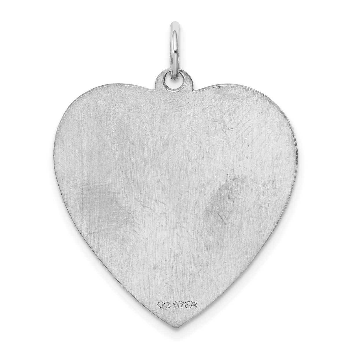 Engravable Heart Polished Front/Satin Back Disc Charm Pendant in Real 925 Sterling Silver