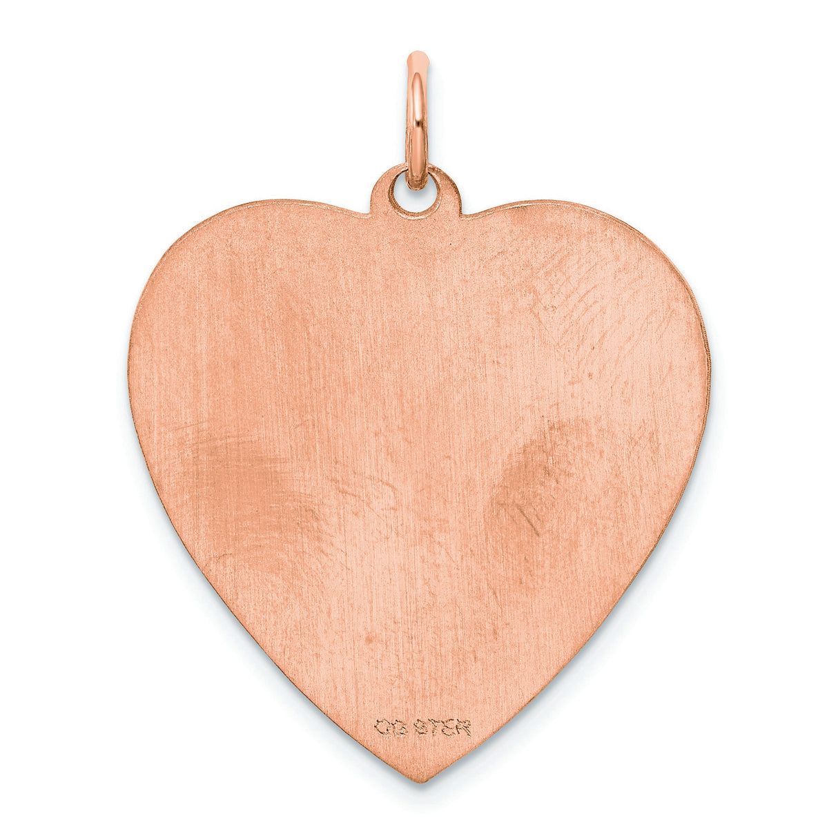 Engravable Heart Polish Front/Satin Back Disc Charm Pendant in Real 925 Sterling SIlver