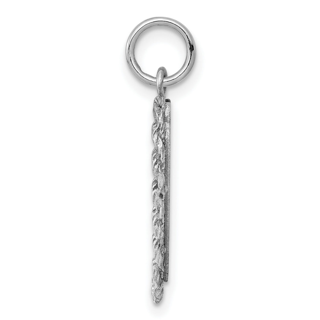 Engravable Heart Polished Front/Satin Back Disc Charm Pendant in Real 925 Sterling Silver