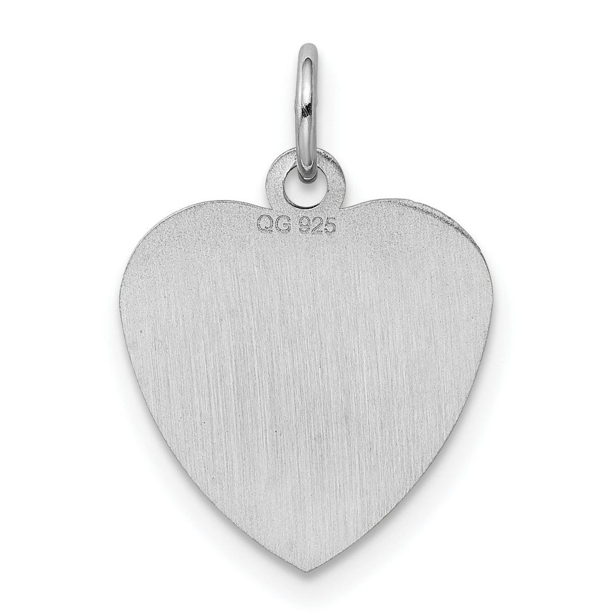 Engravable Heart Polished Front/Satin Back Disc Charm Pendant in Real 925 Sterling Silver
